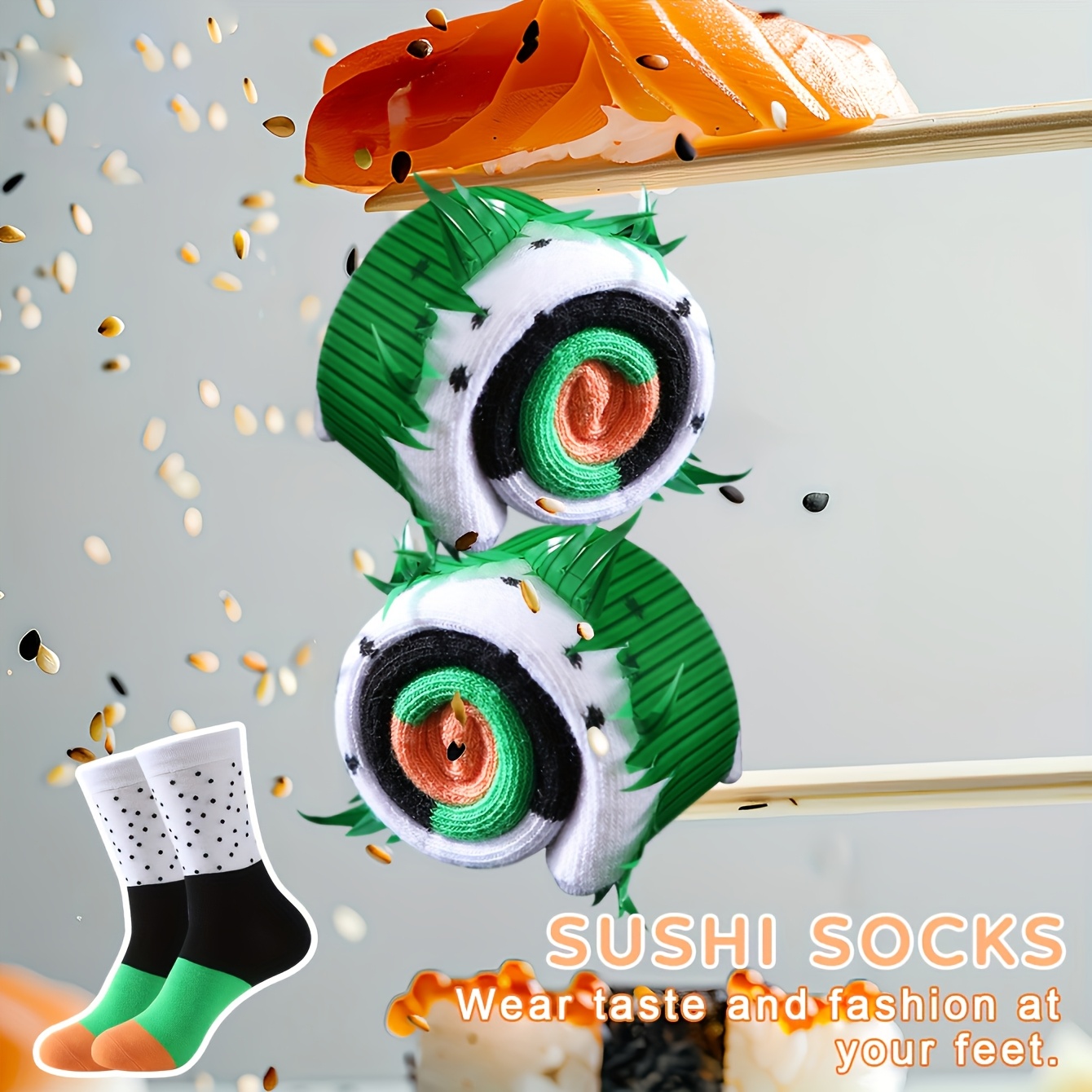 TEMU 1 Pair Novelty Sushi Suitable For - Funny Themed Sushi Socks With (/feet) - Hand Wash Only - Christmas, Valentine's Gift For - Quirky & Wear