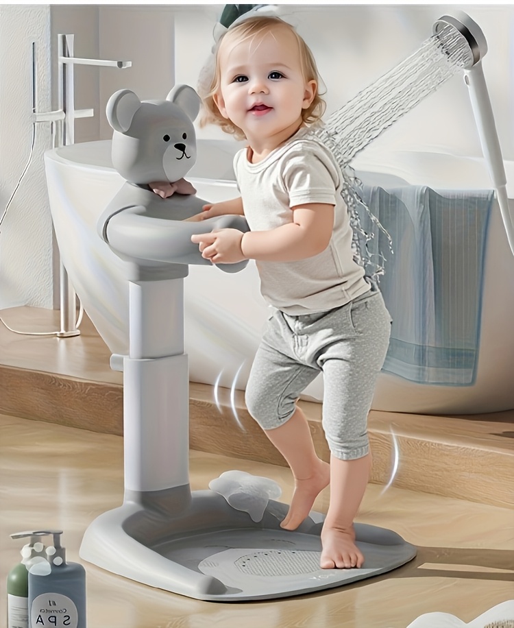 Youngsters Bath Support Stand - Youngsters & Youngsters Shower Aid, Non-Slip Bathtub Rack in Bright Pink/Khaki/Grey