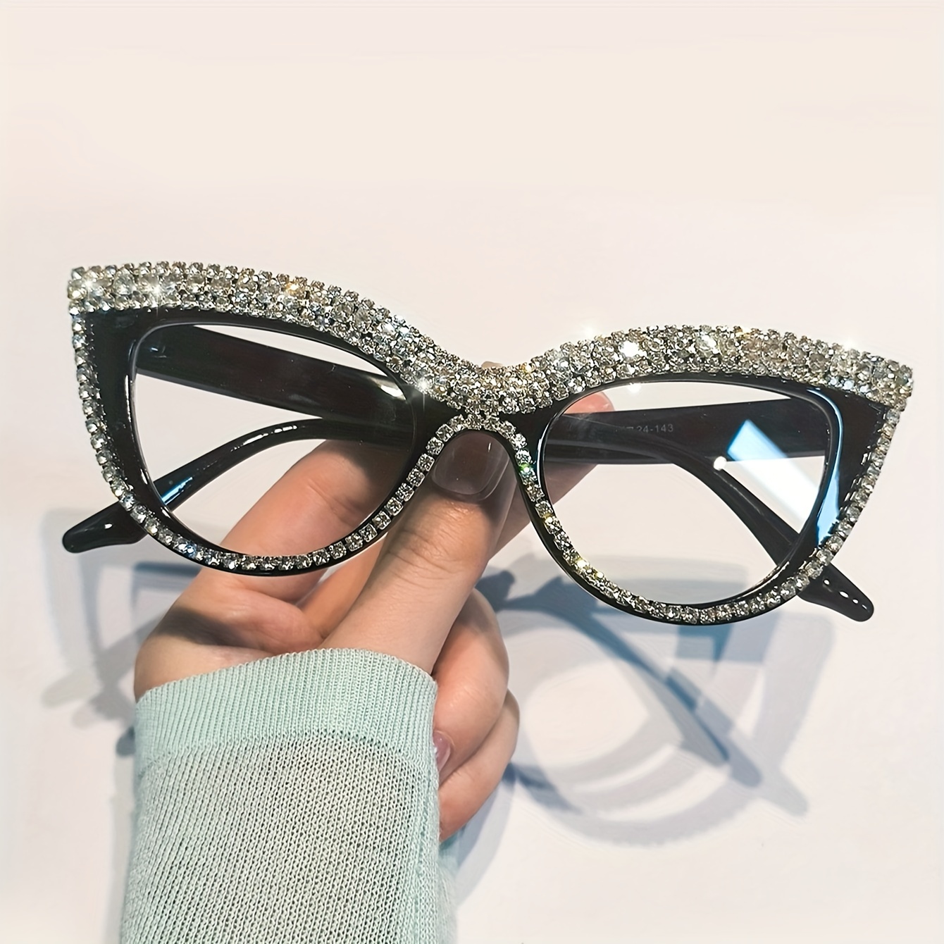 chic cat eye   for women rhinestone embellished anti blue light full frame fashionable readers 1 0 to 4 0 bifocal   for women multifocal   women details 4