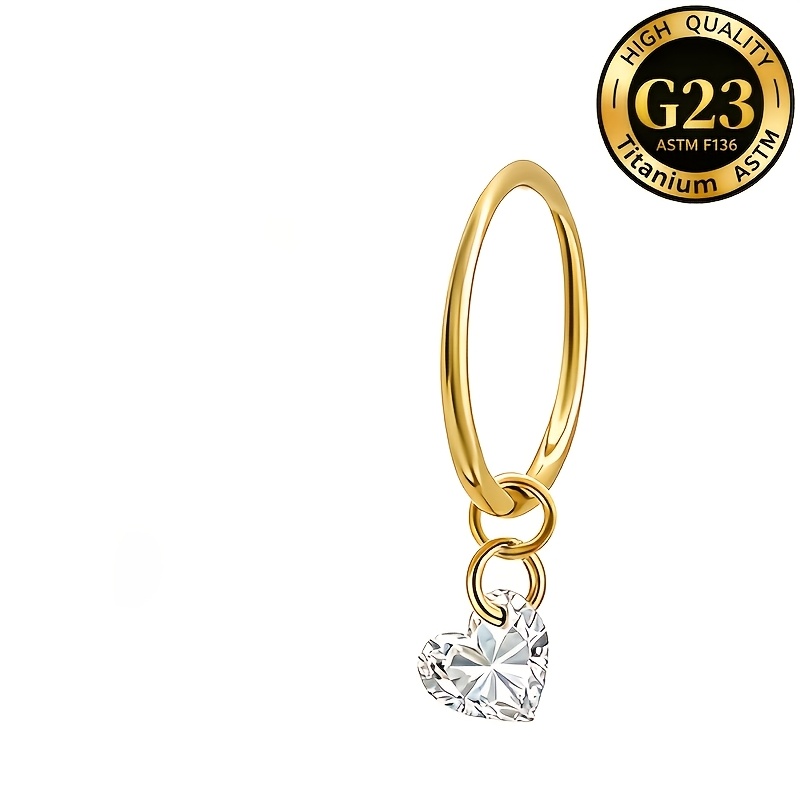 Women's Heart-shaped Drop Nose Ring with Hypoallergenic Clasp