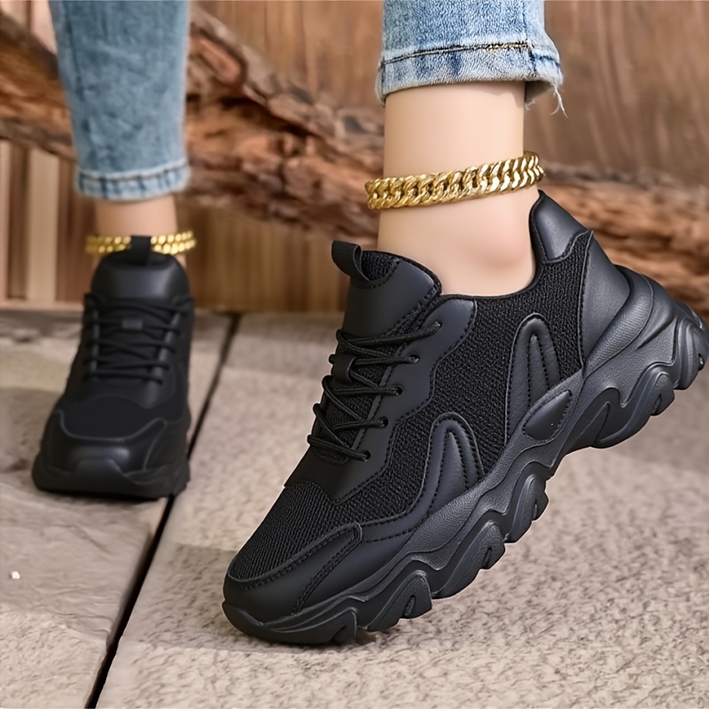 Women's Height Increase Platform Sneakers - Soft-Soled Lightweight Breathable & Sole Low-Top Lace-Up Walking Shoes Suitable for - Casual Wear, Office, Everyday Use - Cushioned for Height Boosting Footwear, Women Shoes
