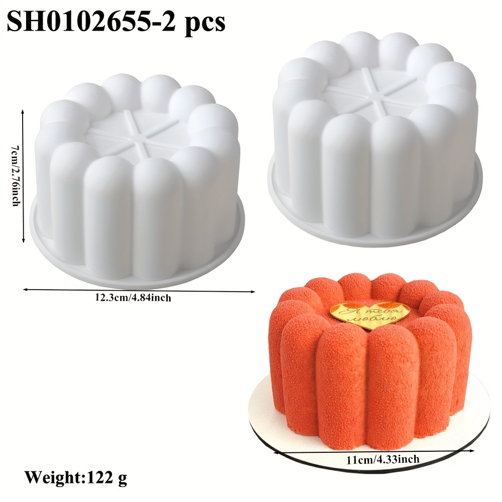 2pcs Floral Cylinder Mousse Cake Mold Set, Silicone Mousse Mold, Kitchen Baking Supplies, Silicone Cake Mold, Dessert Tool