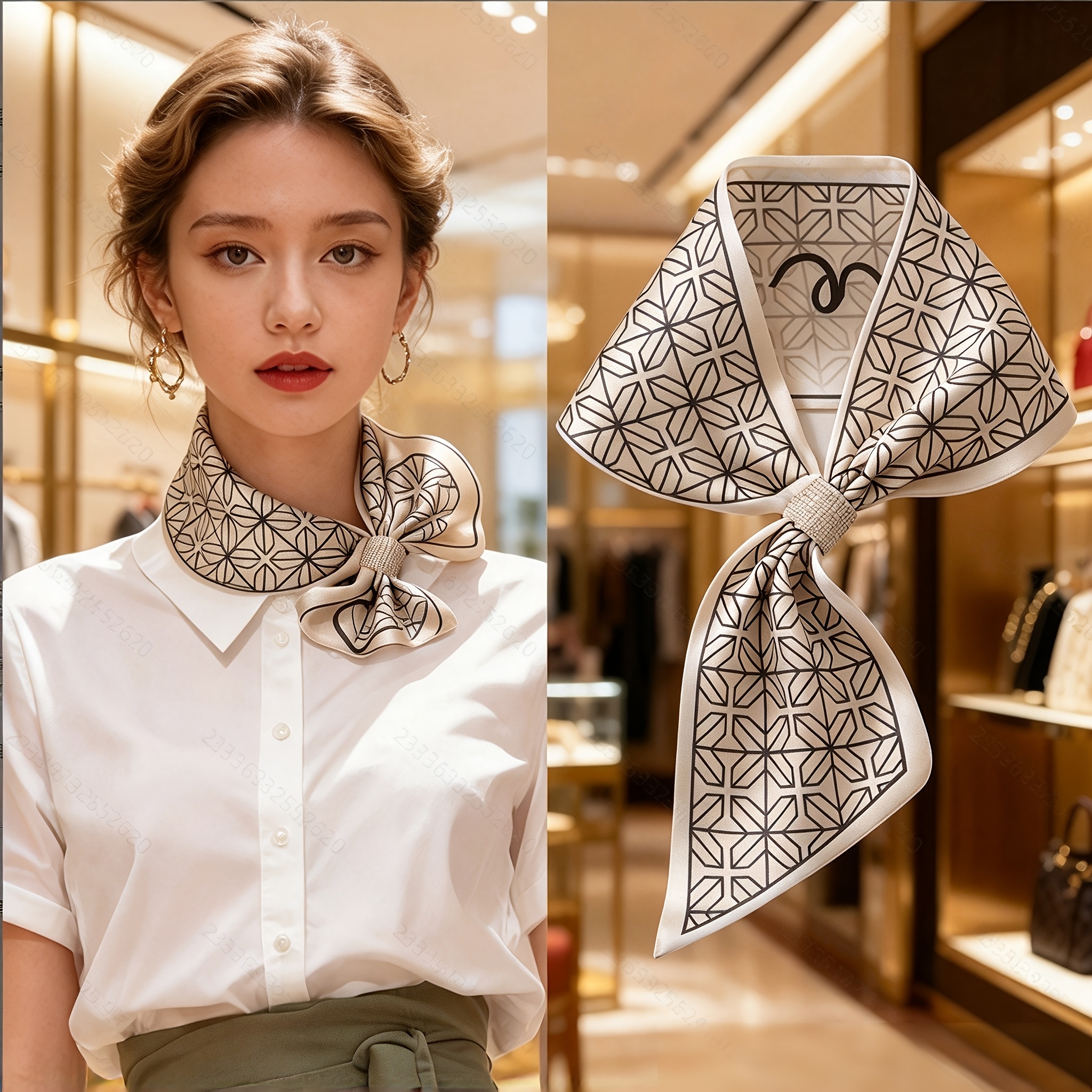 TEMU Long Strip Small Scarf For Women, Thin And Stylish For Spring And Autumn, Versatile Decorative Lazy Ear Scarf, Small Neckerchief.
