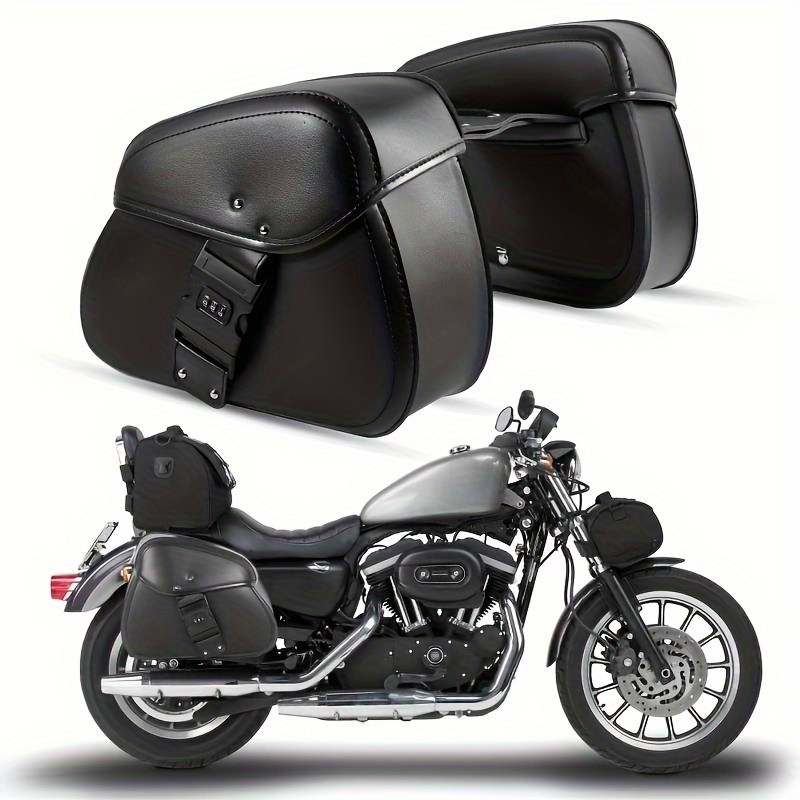 

1 Pair Password Lock/single Buckle Lock Motorcycle Side Bag Motorcycle Modified Riding Bag Pu Leather Luggage Hanging Bag