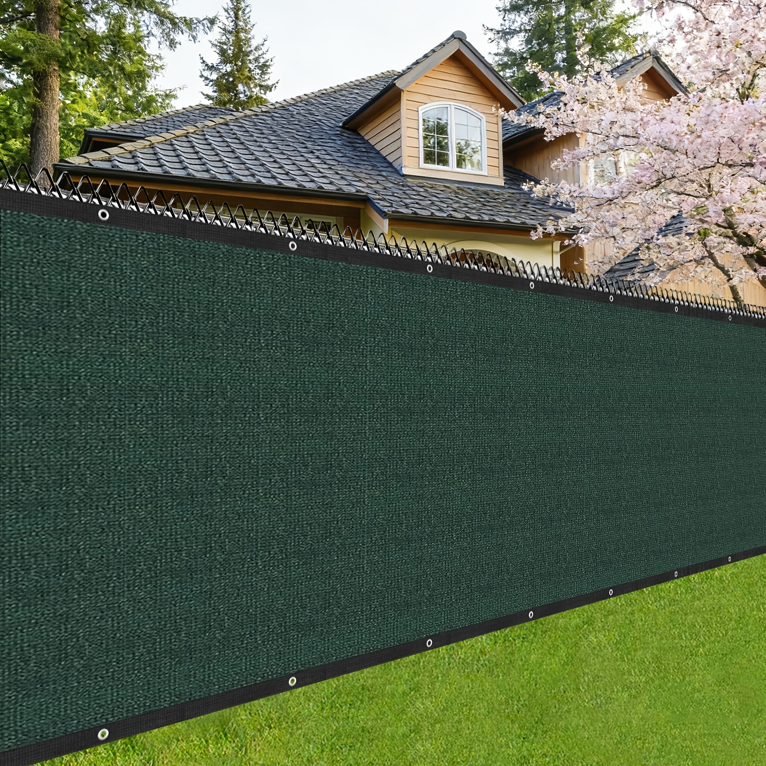 écran dintimité robuste pour jardin, écran dintimité pour clôture de jardin, écran dintimité commercial anti-uv de 90-100 gms, anti-âge, adapté pour clôture extérieure de jardin/cour/terrasse/chantier de construction/barrière  , vert foncé, 1 pièce, 70%