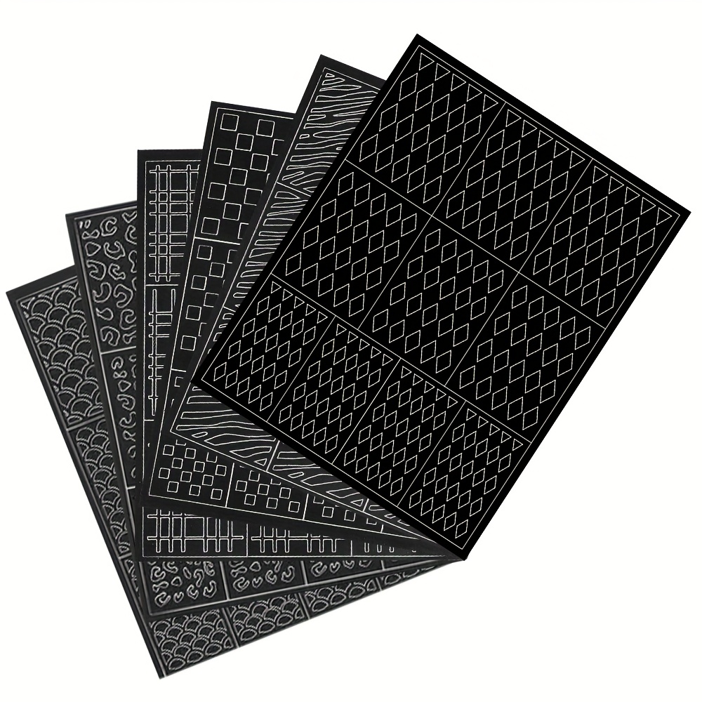 6pcs/7pcs Nail Art Hollow Stickers Set, Nail Art Plate Template, Line Grid Leopard Print Designs To Make Nail Art/salon More Easy