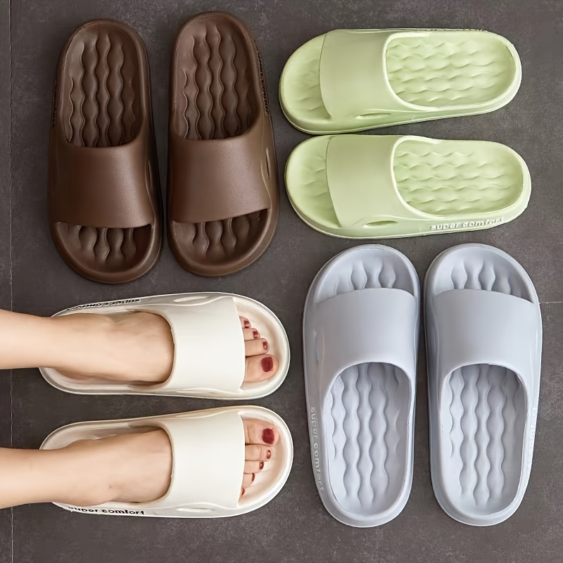 

Simple Letter Design Slides, Casual Open Toe Soft Sole Shoes, Comfortable Indoor Home Bathroom Slides