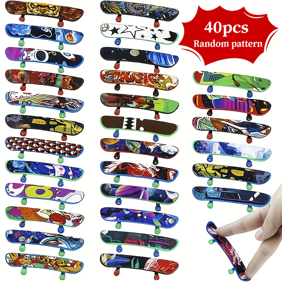 40pcs mini finger skateboards fun desktop   finger chains suitable for party favors   fillers classroom prizes birthday gifts toy party decorations christmas halloween thanksgiving gifts random patterns