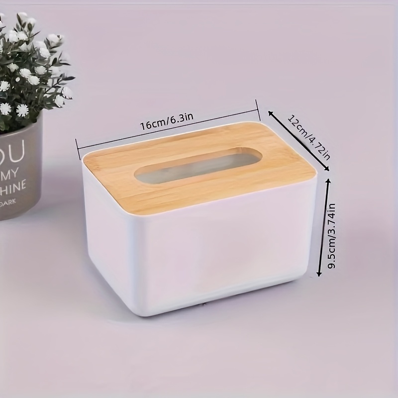 Image of 1pc Tissue Box Holder - Durable Plastic Rectangular Organizer With Modern , Compact Space-saving For Tissues, Napkins, Multi- Use, Bathroom Organizers And Storage