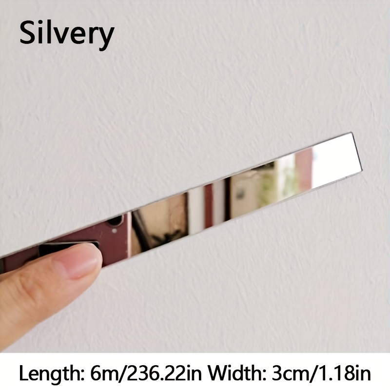 TEMU 6-meter/236.22-inch Rolled Stainless Steel Wire, Mirror Silvery, Waterproof, Self-adhesive, Tear Resistant