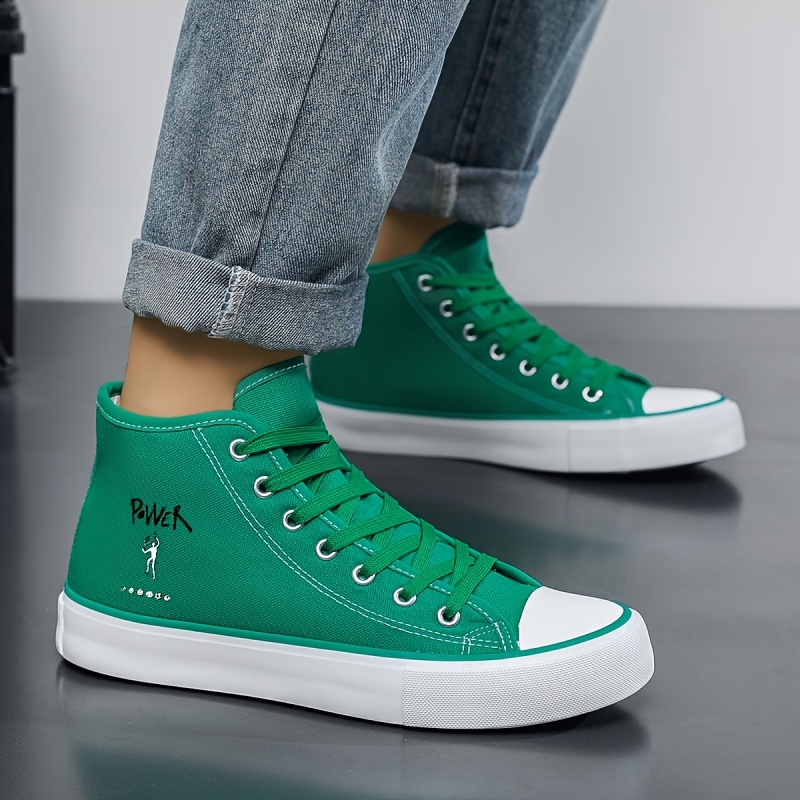 TEMU 2023 's Mid-top Canvas Shoes, Trendy Printed Casual Shoes, Breathable And Lightweight Skate Shoes, Fashionable And Versatile Student Shoes,