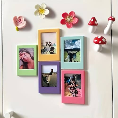 5/8-teiliges 3-zoll-magnet-fotorahmen-set in verschiedenen farben, magnet-fotorahmen für den kühlschrank für instax-negativen, fotopräsentation, aufzeichnung wunderschöner - büro, küchen, wohnzimmer, schlafzimmerdekoration, valentinstag, geburtstag, neujahrsgeschenke