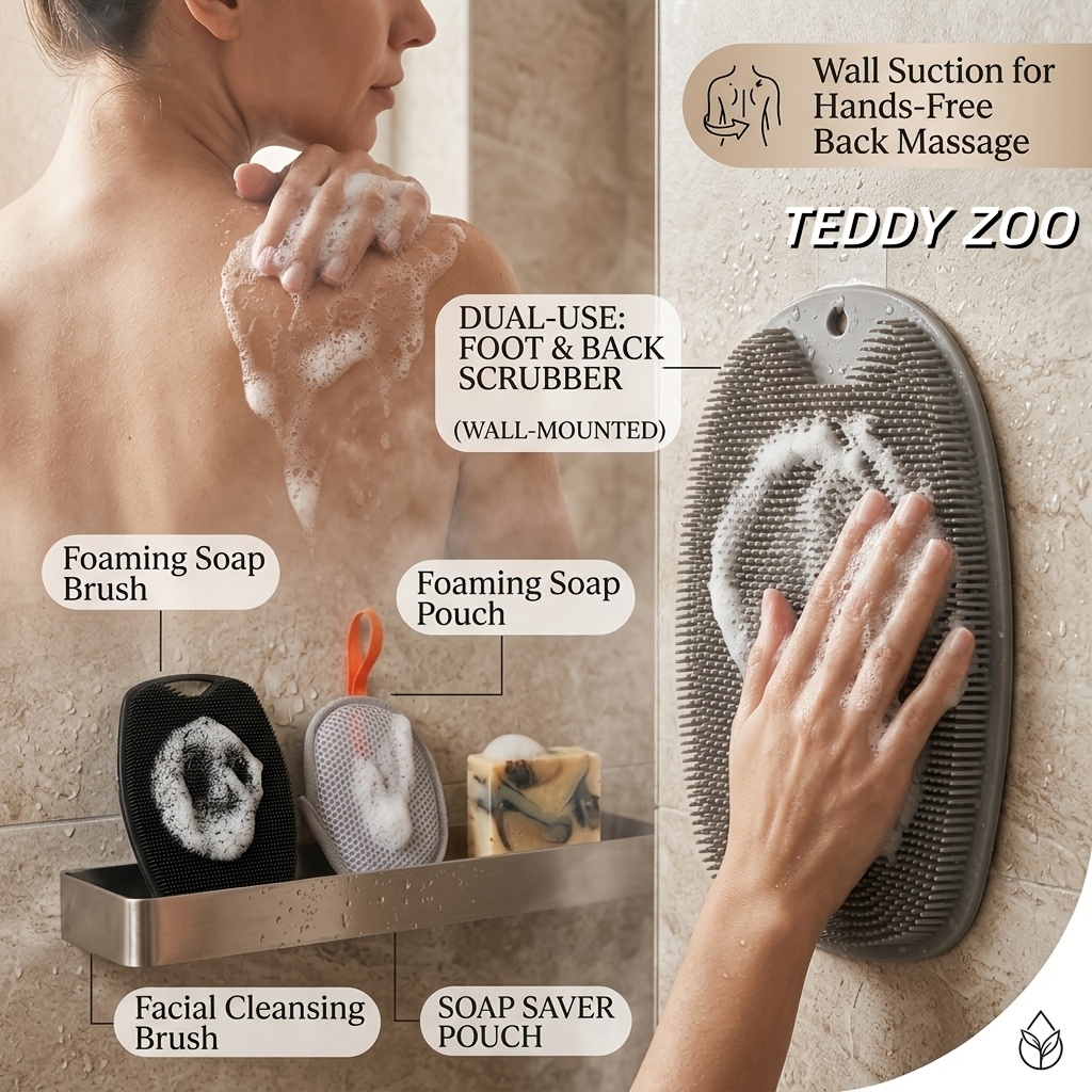 3-In-1 Daily Bath Shower Care Set with Exfoliating Brush