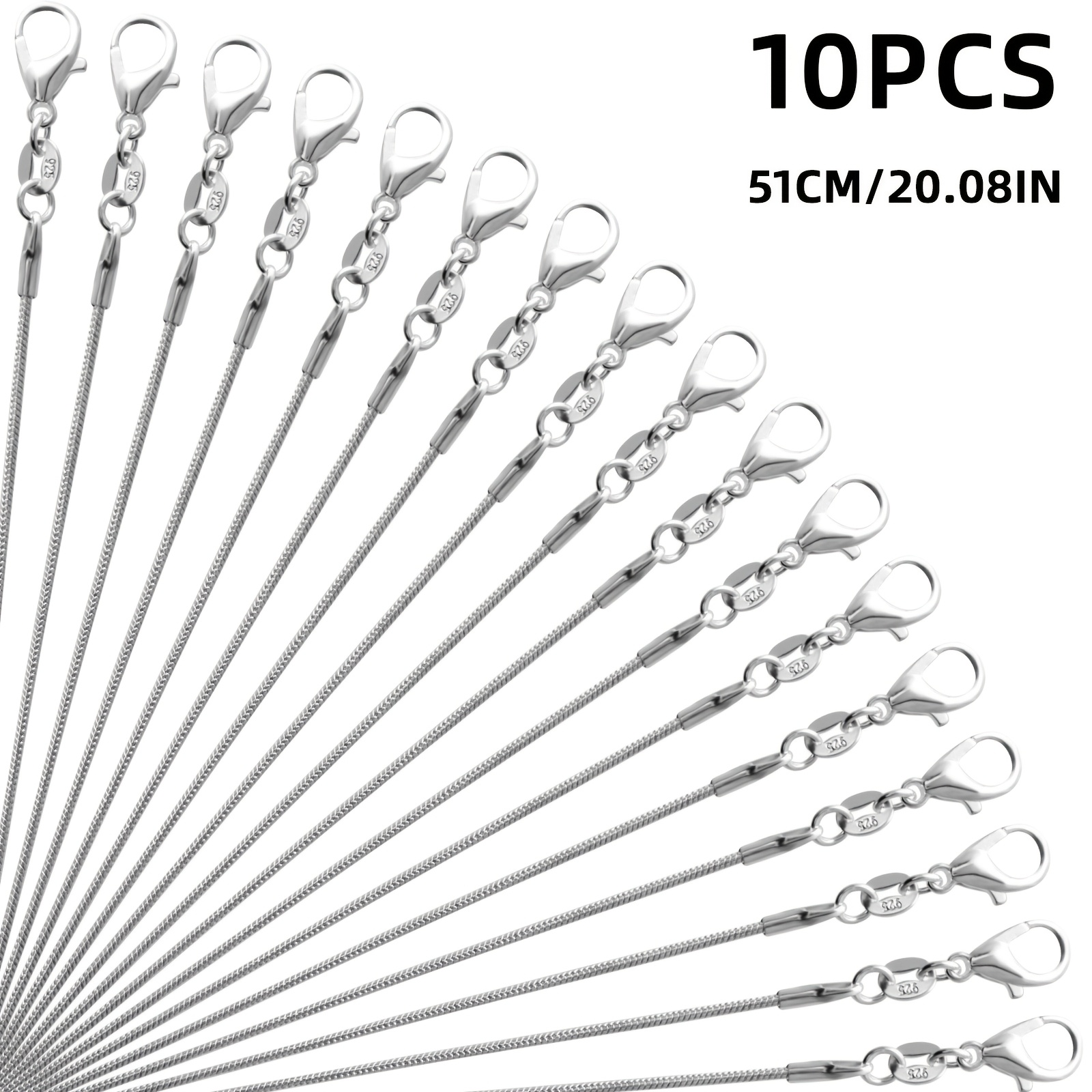 10pcs 925 Silver Plated 1.2mm Chain With 4 Different Sizes For Bulk Jewelry Production