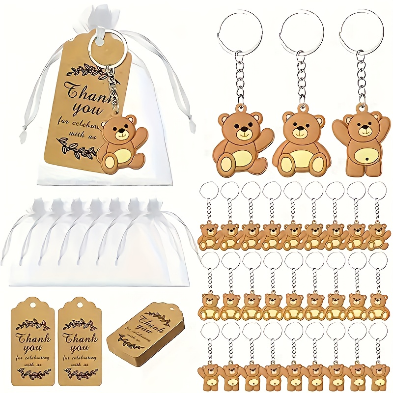 Bear Keychain Favors Thank Tags Organza Bags Appreciation - Temu