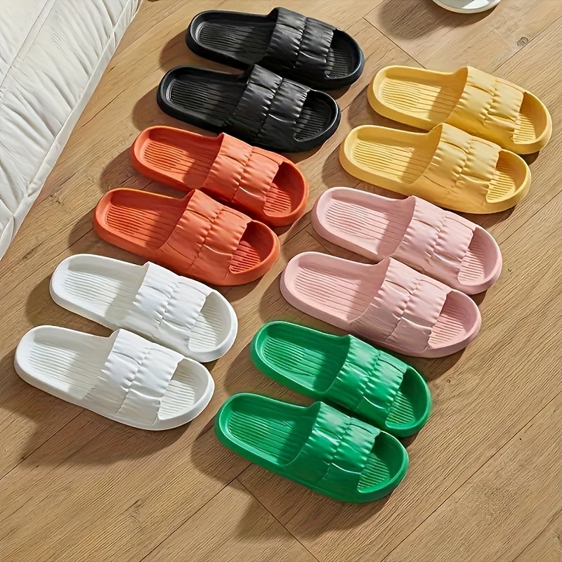 

Men's Solid Eva Slides, Non Slip Quick-drying Open Toe Slippers For Indoor Walking And Shower