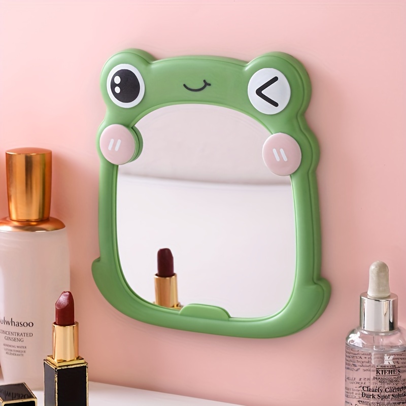

1pc Cute Frog Cartoon Makeup Mirror, Foldable Tabletop Cosmetic Mirror, Kawaii Green Vanity Mirror For Bedroom Decor And Daily Beauty Routine