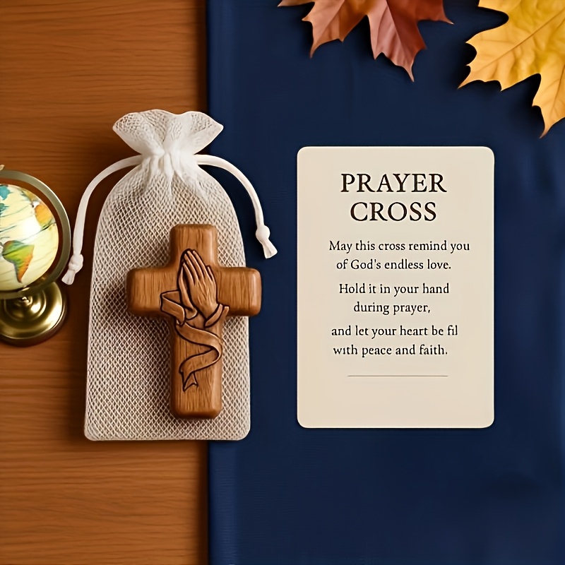 Gift for Her/Him Pocket Cross with Card Set, Acrylic Craft Gift, with Mesh Bag, Easy Portable Prayer Church Gift, for Church Or  , Ideal for   Gifts