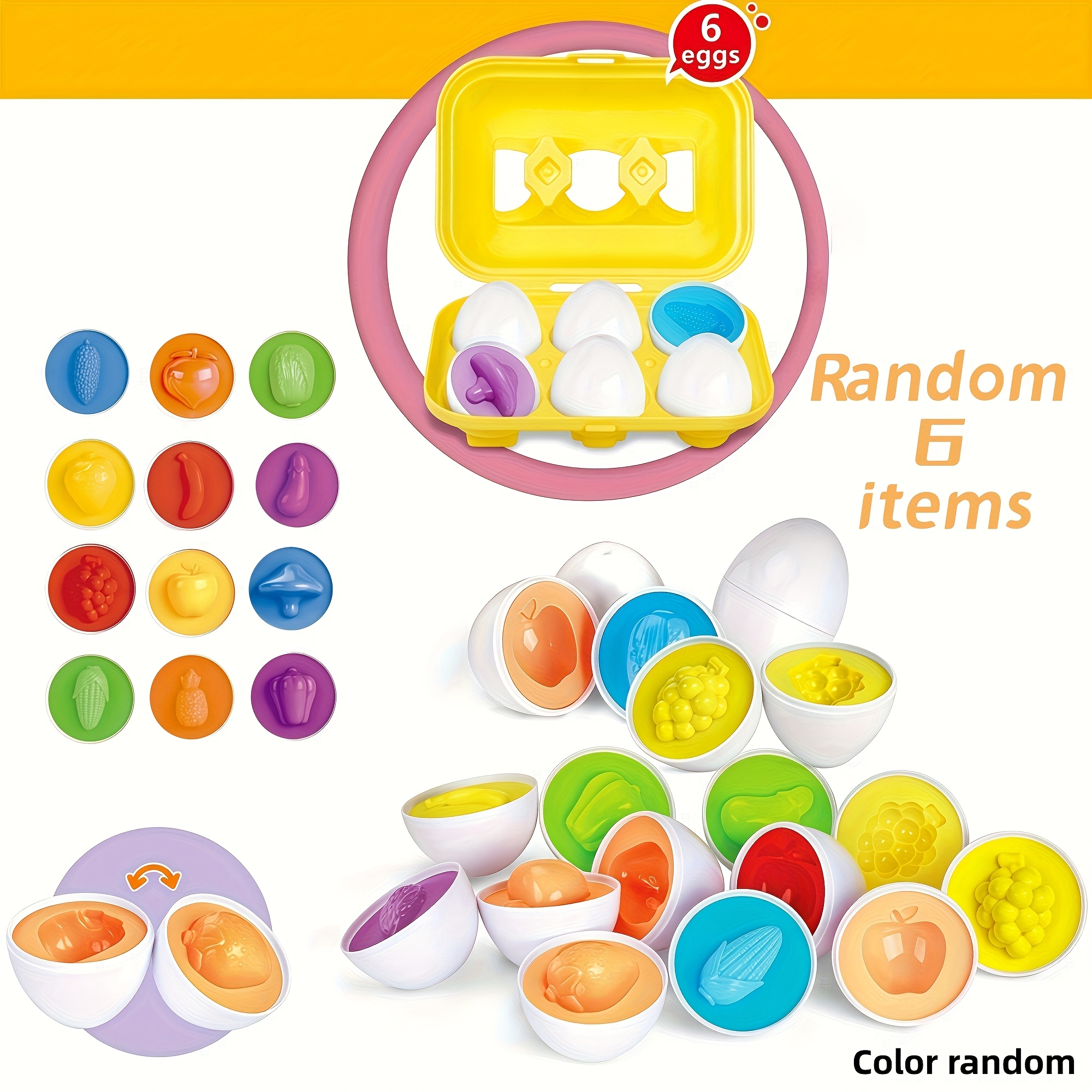 Smart Matching Eggs, Twist Eggs, Color Recognition, Matching Game, Multiple Styles , Internal Colors Random