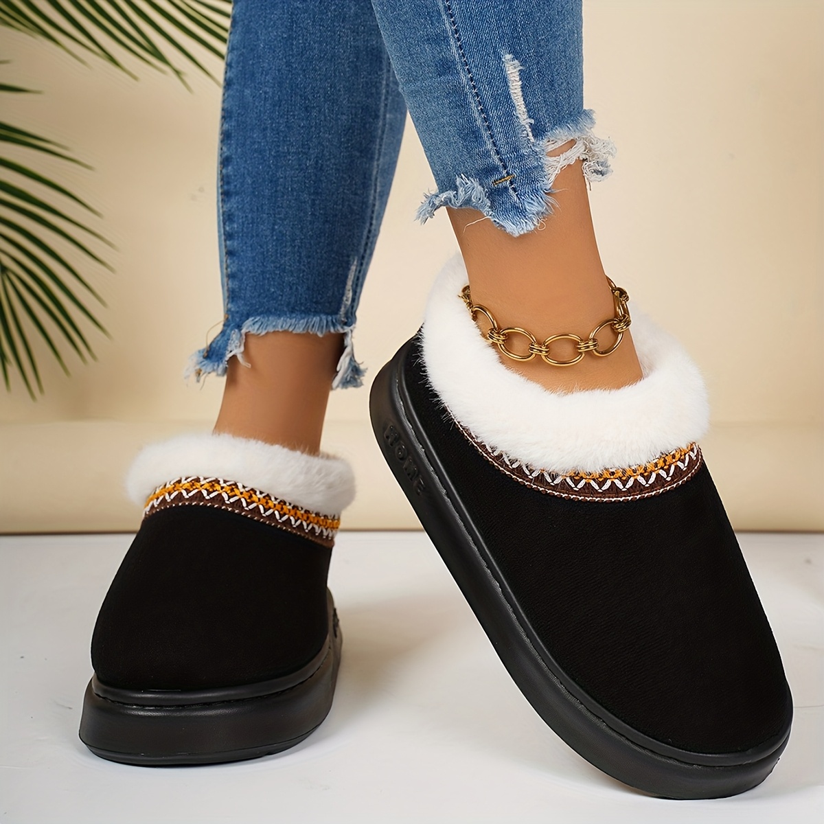 Winter Warm Short Boot Shoes, Simple And Elegant. New Winter Plush Slippers, Soft And Skin-friendly Materials. Ethnic-style Versatile Shoes, Women Shoes