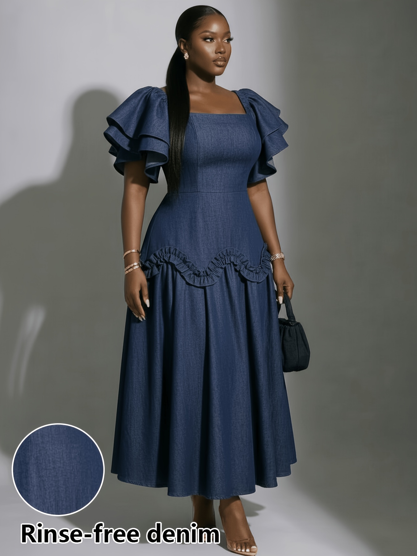 blue plus size a-line dress Shimmer A-Line Dress, Blue main image 1