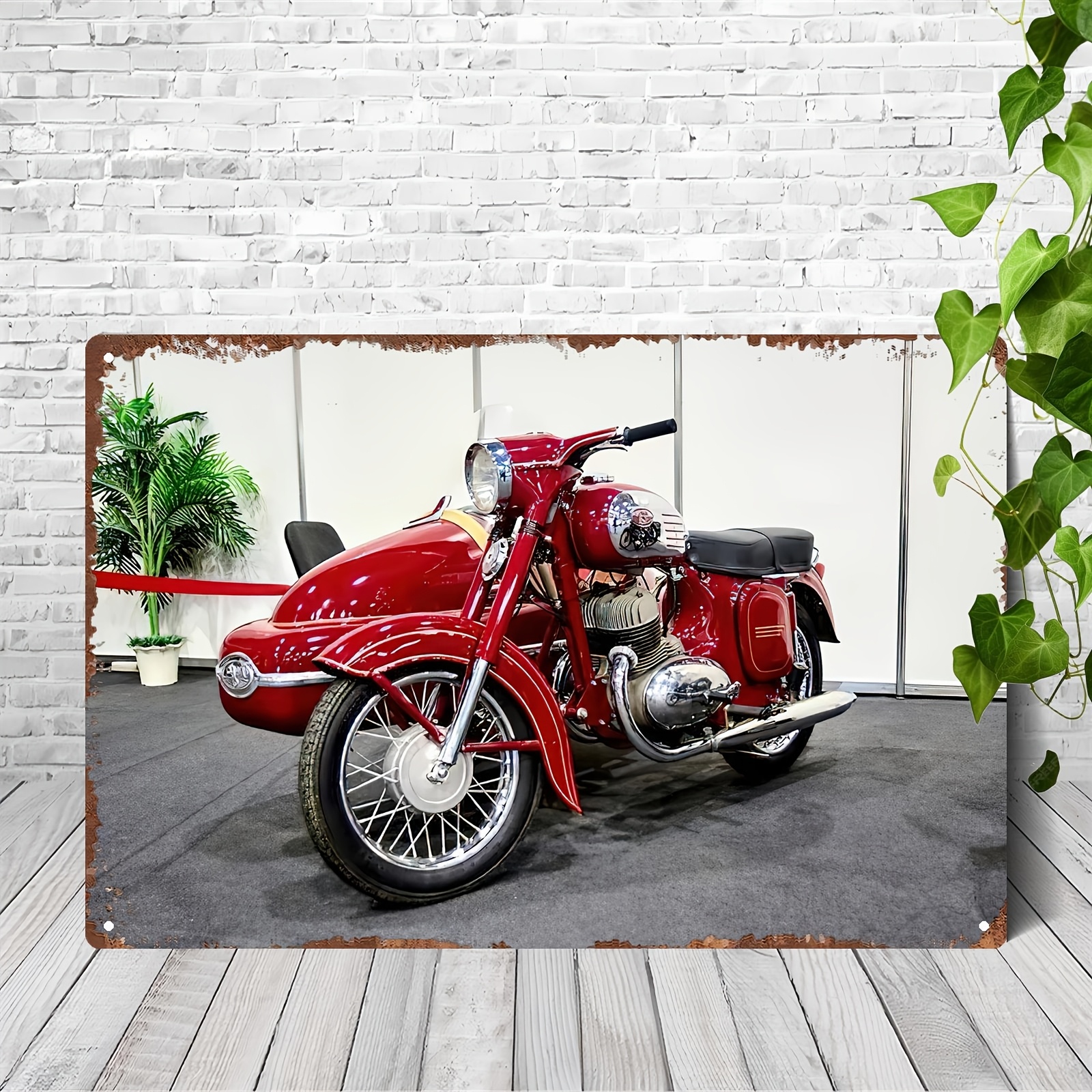 

1pc Vintage 350 Motorcycle Metal Tin Sign, 8x12inch Iron Wall Art, Orientation, Classic Motorbike Decor For Garage And Home