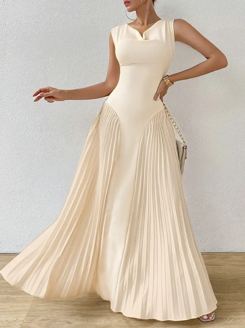 elegant romantic swing neck sleeveless long pleated vest - Temu elegant romantic swing neck sleeveless long pleated vest - Temu