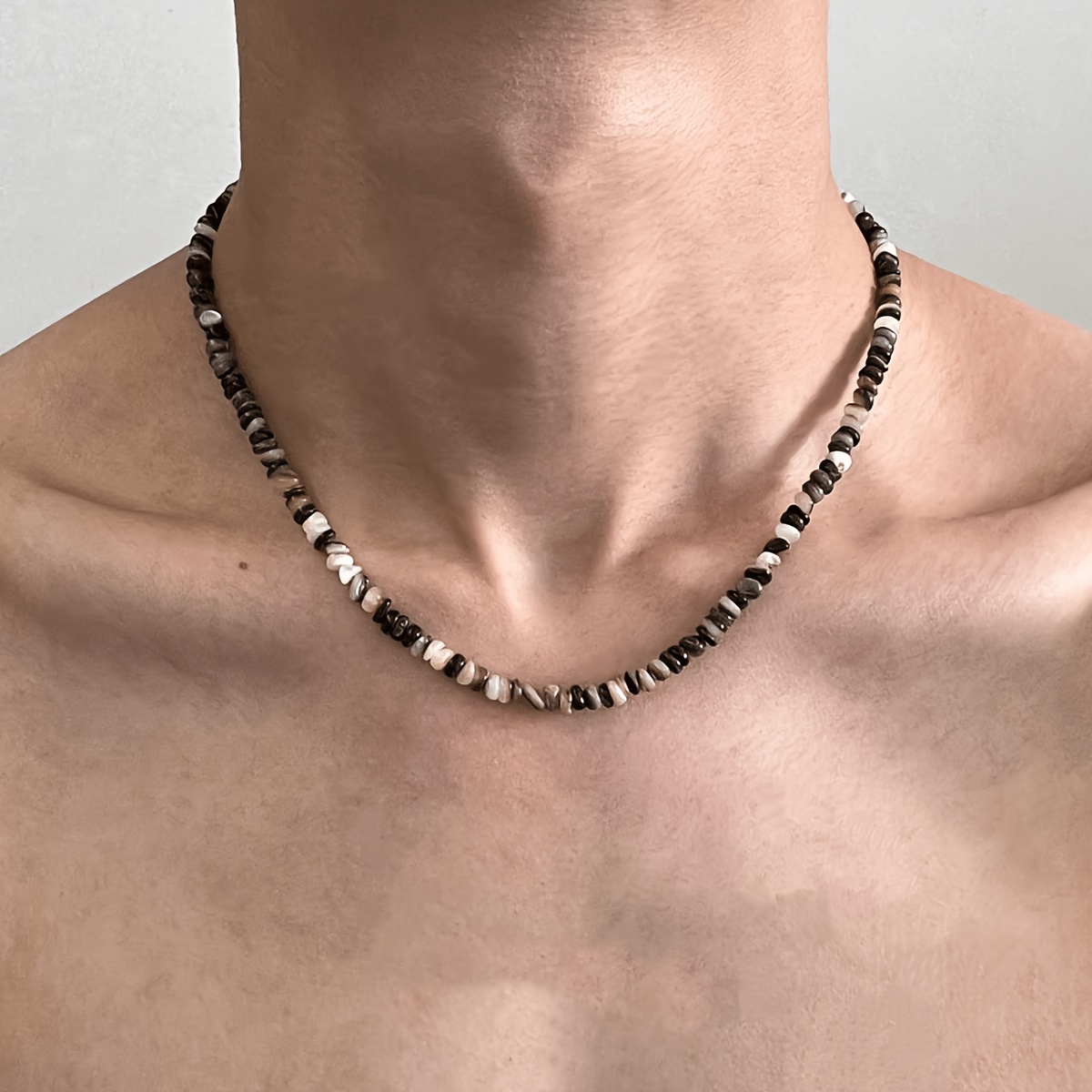 TEMU Beach Stone Irregular Beaded Necklace, Unisex Vintage Beach Necklace For Vacation