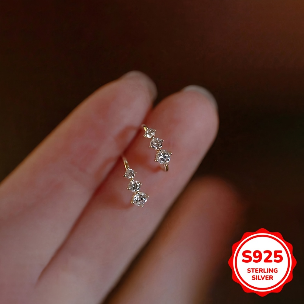 S925 Sterling Silver Gradient CZ Earrings