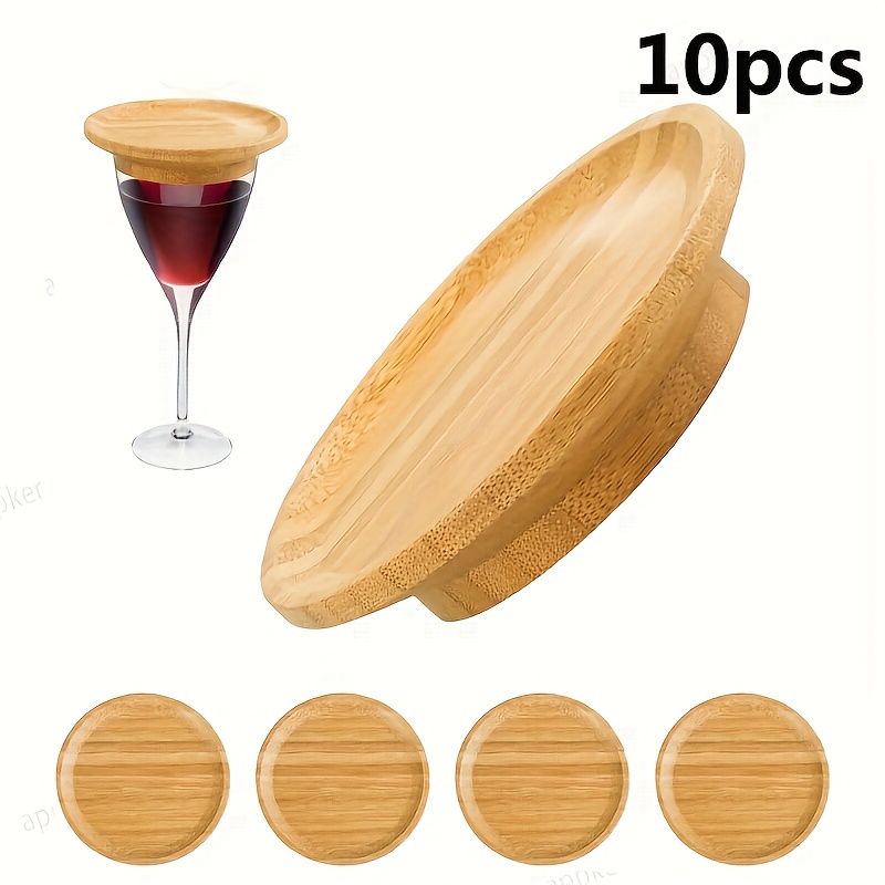Image of 4/8/10 Bamboo Wine Glass Charcuterie Board - Easy To Clean - Bamboo Wine Glass Coasters For Wedding Parties, Bars, Restaurants, Family Gatherings