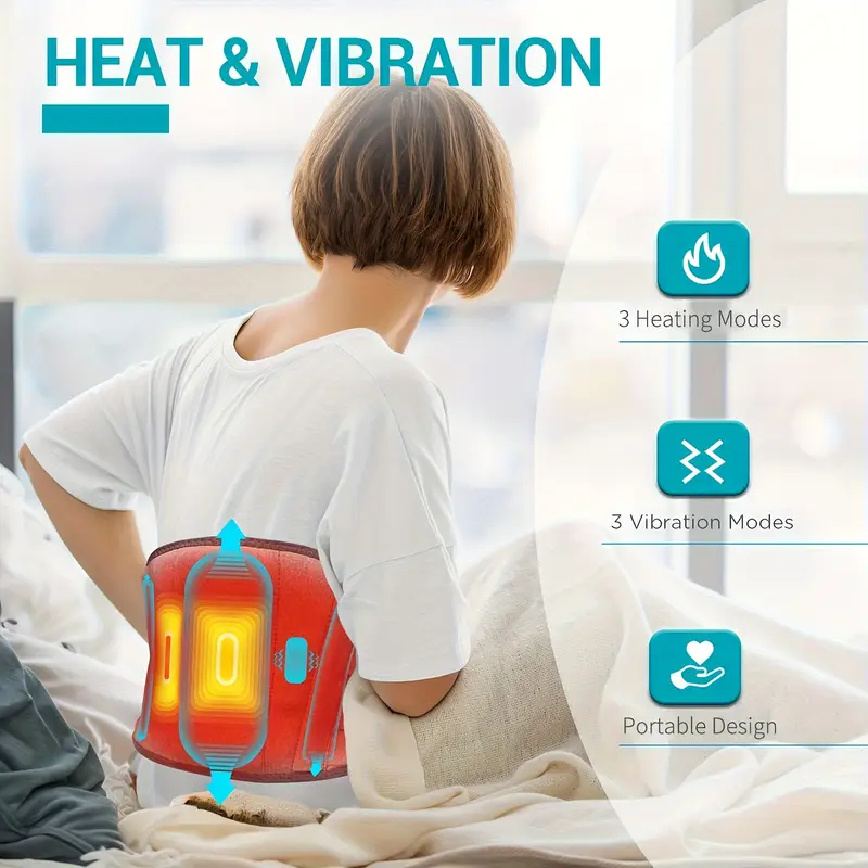 wireless heating waist massage belt with waist support 3 heating and vibration adjustable and wearable under clothes usb charging discreet design breathable belt heating vibration heating busy professionals office workers Product details 5