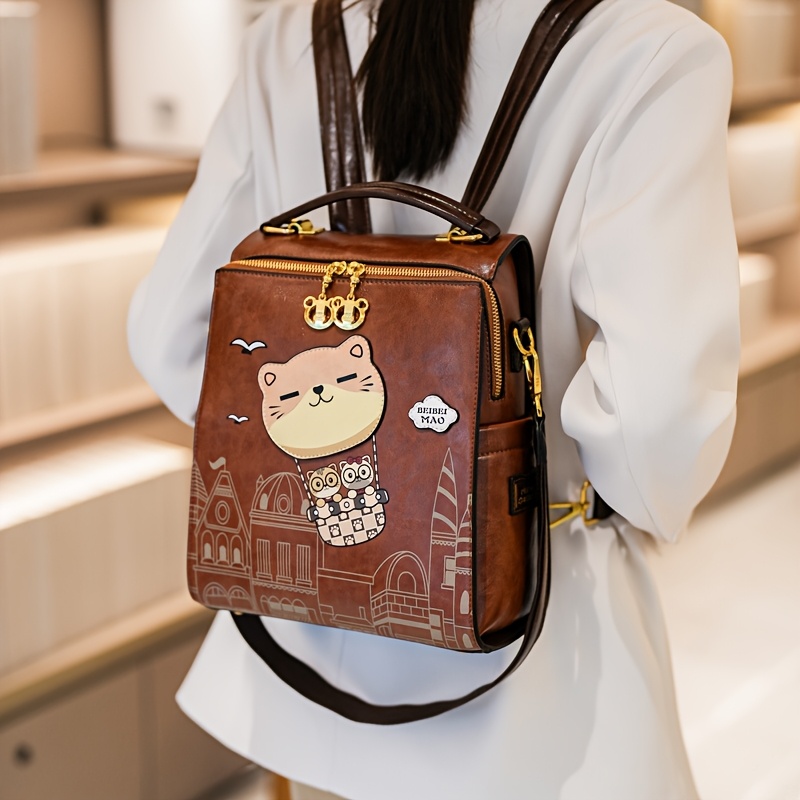 Brown and Cream Women\'s Backpack Amazon.com: LOVEVOOK Leather Backpack for Women,17 inch  main image 3