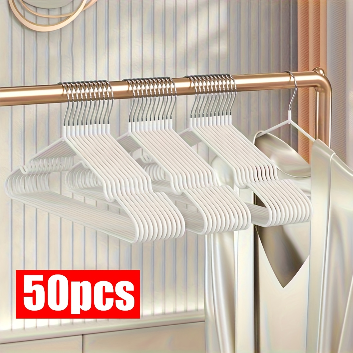 E-shop 50 Stück Kunststoff-beschichtete Standard-Kleiderbügel, langlebig, wasserdicht rutschfest, Erwachsenen-Garderoben-Struktur, Weihnachten,