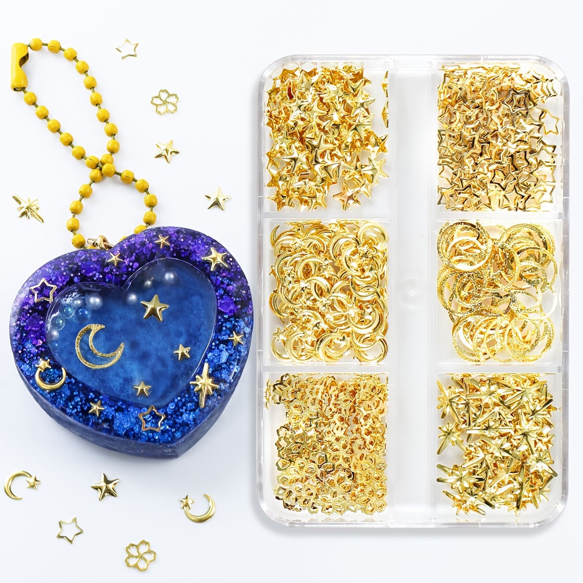 

Goldenen Metal Charms For Epoxy Resin Jewelry Making - Stars, , And Flowers Fillers For Pendants, Crafts, And Nail Art Decorations