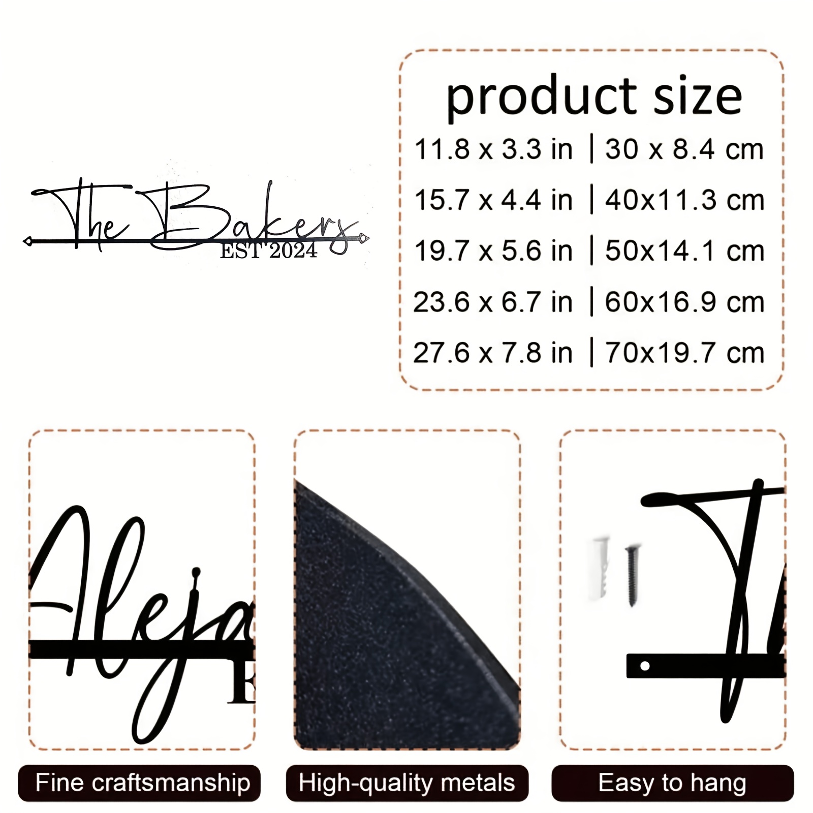 TEMU 1 Personalized Number Sign, Custom Family Name And Street Number Plate, Durable Outdoor Wall Decoration, White Background With Black Lettering,