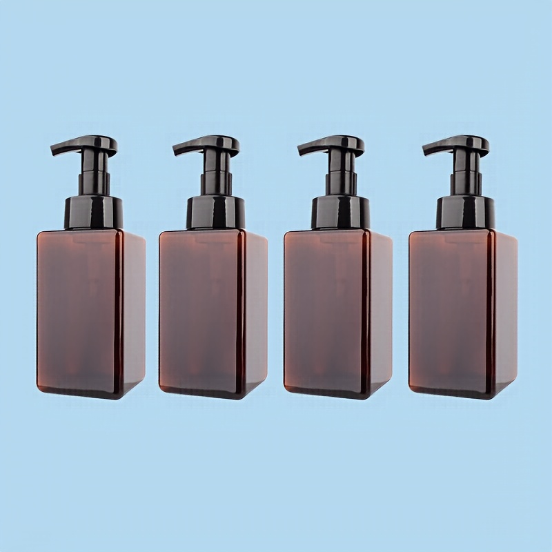 TEMU 4 pièces Distributeur de Savon 450ml Transparent et Marron , Bouteille Mousse, Mousseur pour Nettoyant Visage et Shampoing, Mousseur pour Gel
