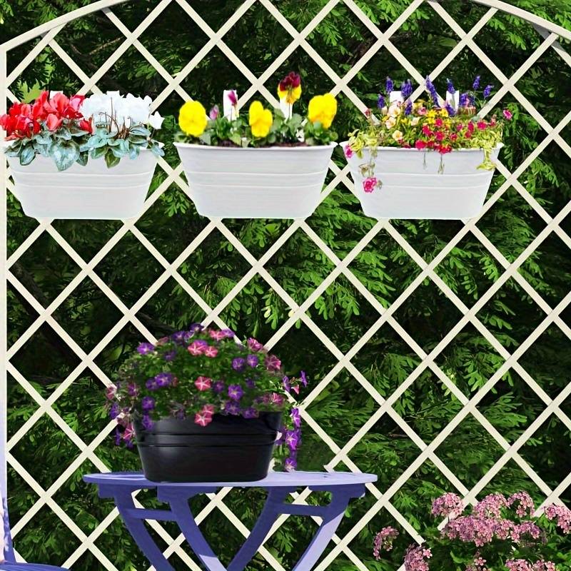 Dahey Fioriere In Ferro Da Appendere A Ringhiera - Secchio Stile Country Per Balcone E Giardino, Con Ganci, 26,7x14,6x12,7 Cm