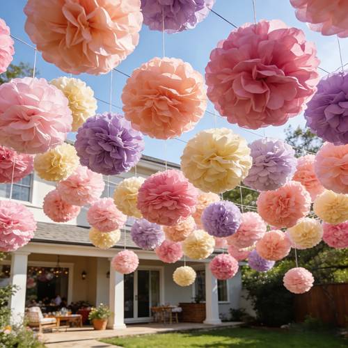 16pcs multicolor paper pom pom set macaron c ft pom pom deco tions colorful pom pom decor foldable party supplies bohemian style suitable for valentines day birthday parties bridal showers