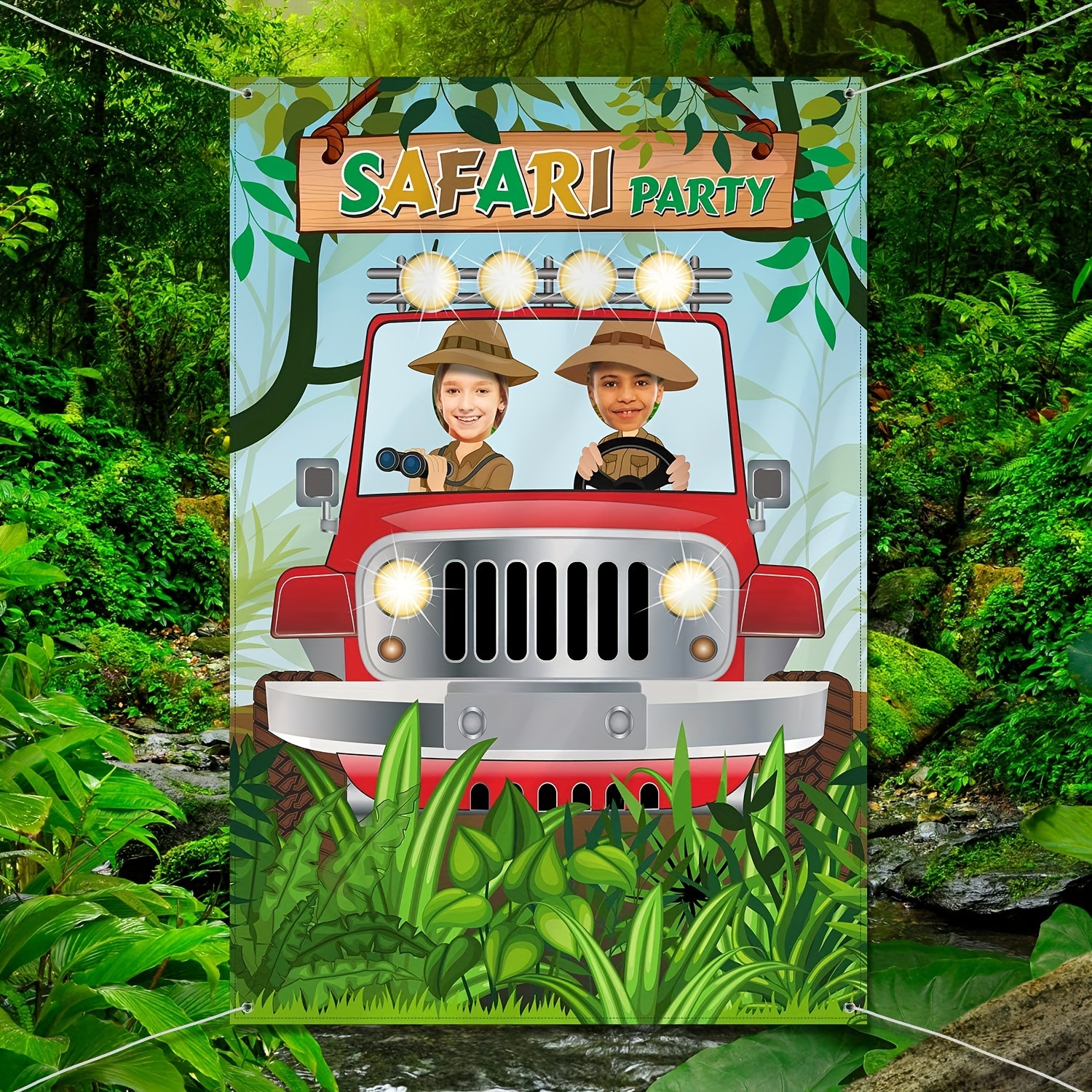 

1pc Jungle Photo Props, Large Fabric Jungle Adventure Photo Door Banner Backgrounds, Fun Jungle Game Supplies, Suitable For Jungle Party Decorations