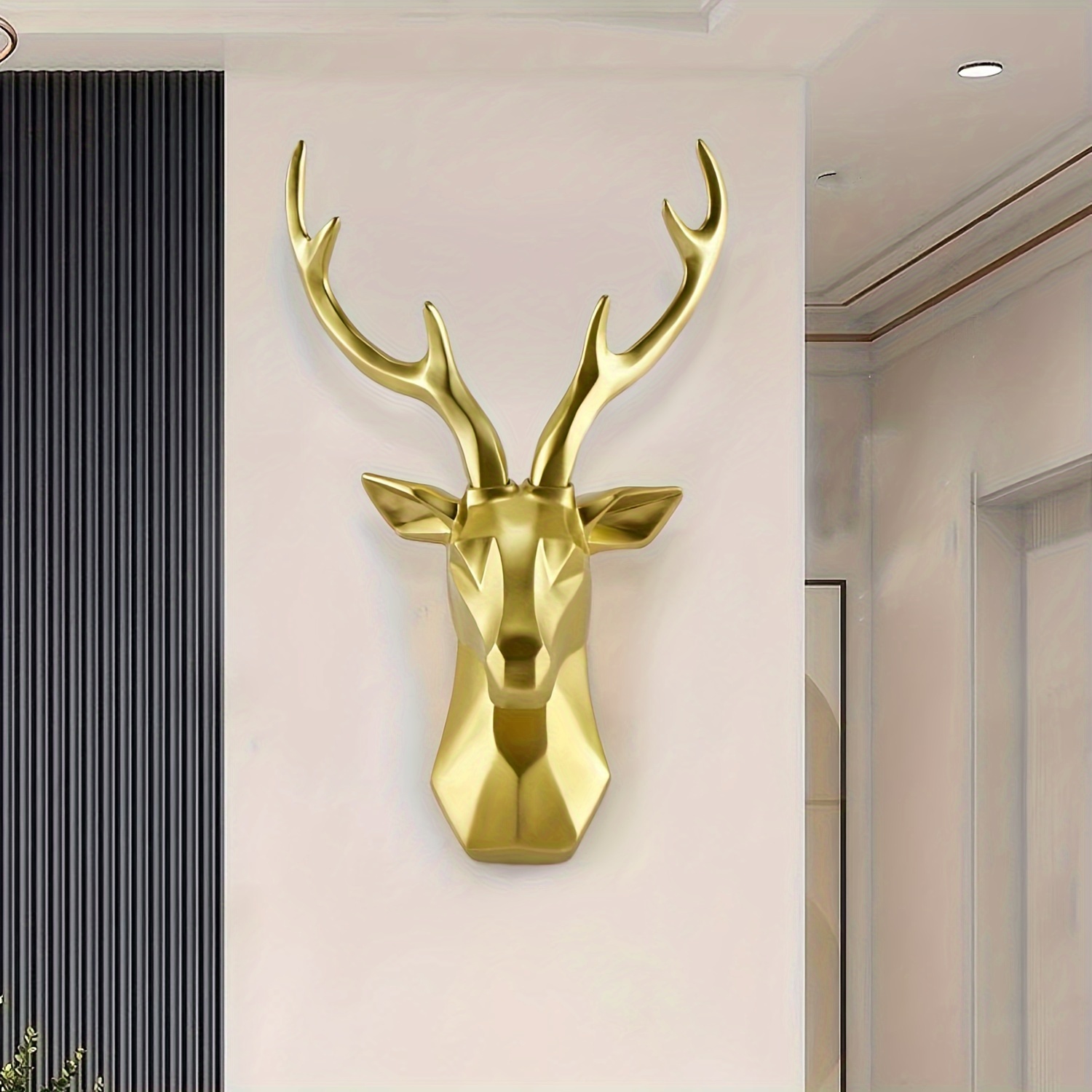 Tall Deer Head Resin Hanging Statue Wall Art Livingroom - Temu