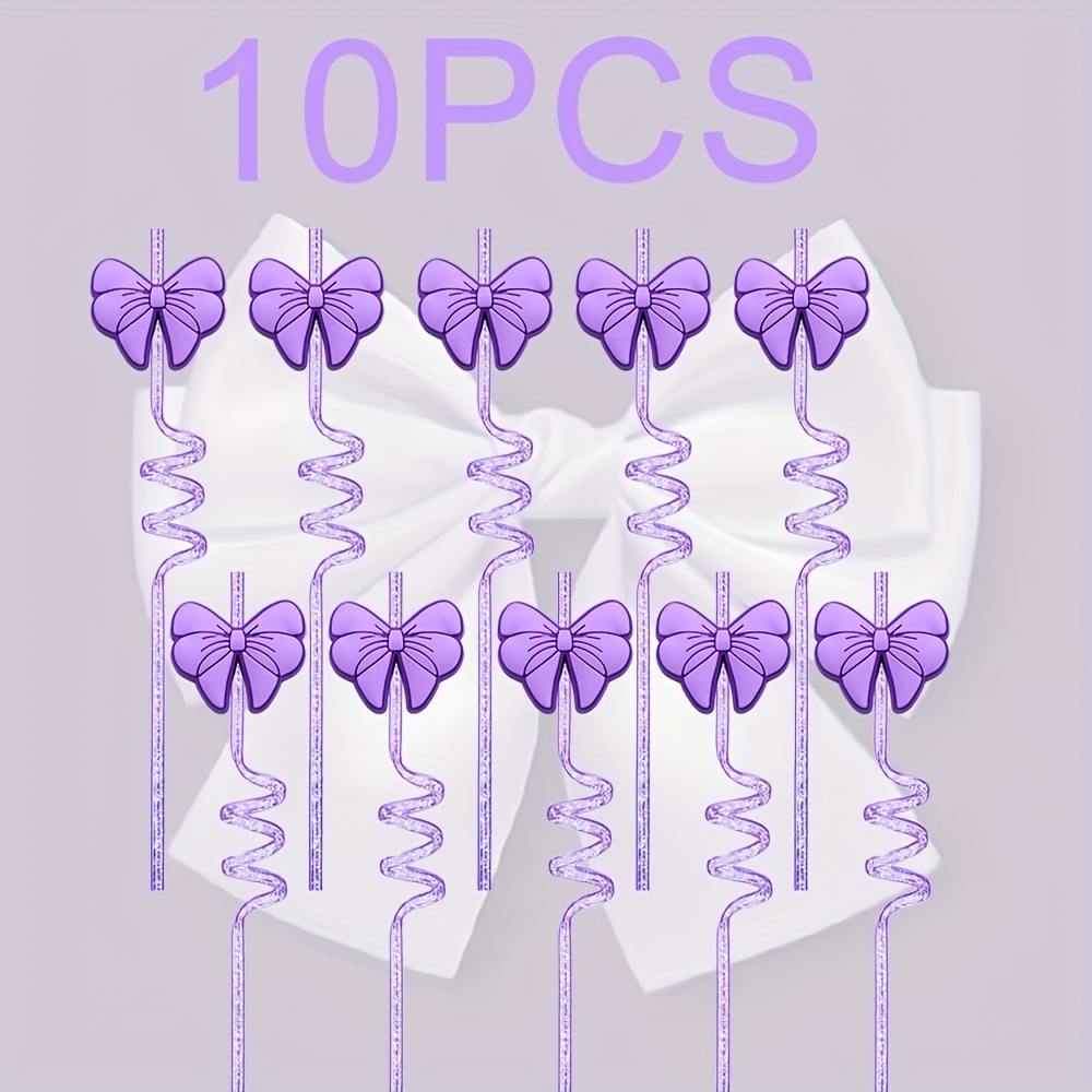 E-shop 10er-Pack Purpurbogen Feines Glitzerrohr - PET-Spiral-Trinkrohre für Partys, Strand & Geburtstagsgeschenke, Lebensmittel-sichere