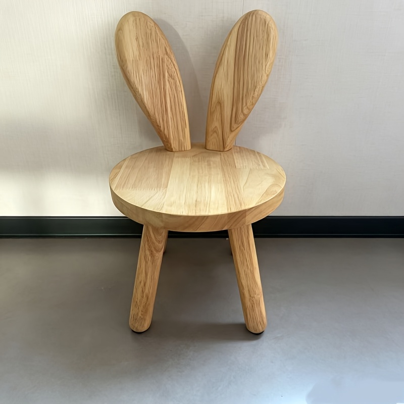 Image of Solid Wood Rabbit Ears Small Stool, Rounded Corner Anti-collision Chair, Anti-tip Structure Seat Suitable For Bedroom Playroom, Suitable For Party Birthday Gifts For Boys And Girls