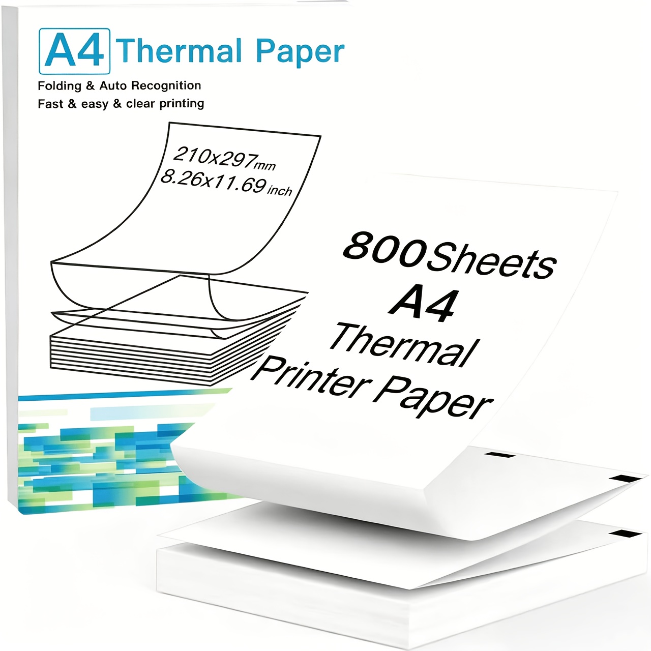 Image of 800 Sheets Of 8.26 X 11.69 Inch Thermal Paper. Compatible With A4 Portable Printers. Continuous, Tear-line, Quick-drying A4 Thermal Paper.