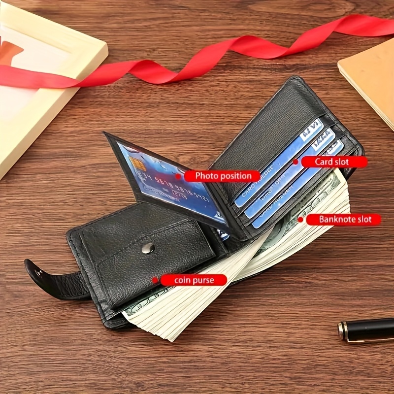 1pc mens classic retro leather wallet with zipper closure
