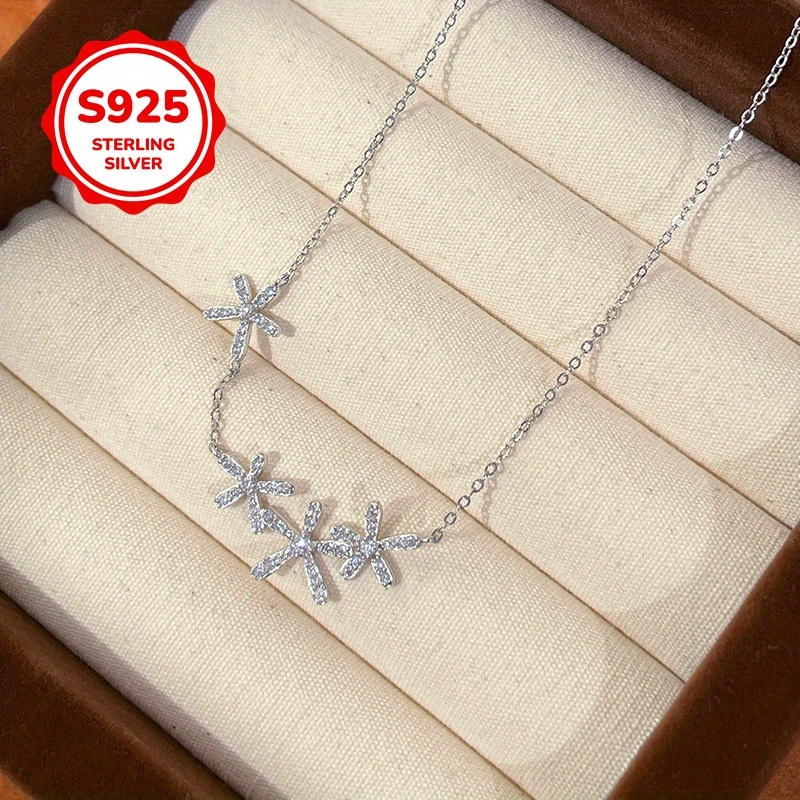 925 Silver Floral Necklace Hypoallergenic Lightweight Versatile Chain