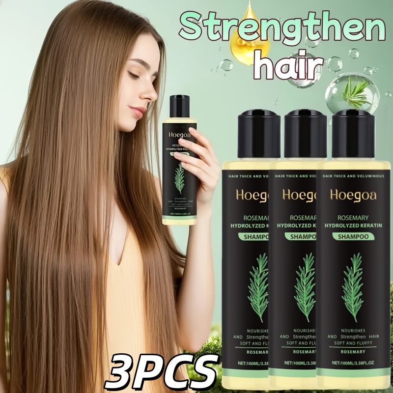 TEMU 3pcs Rosemary Shampoo | Contains Rosemary Extract, Vitamin C, Keratin | For Cleansing, Moisturizing, Smooth And Shiny Hair | Strengthening Hair | Care Gift For New Year And Valentine's Day