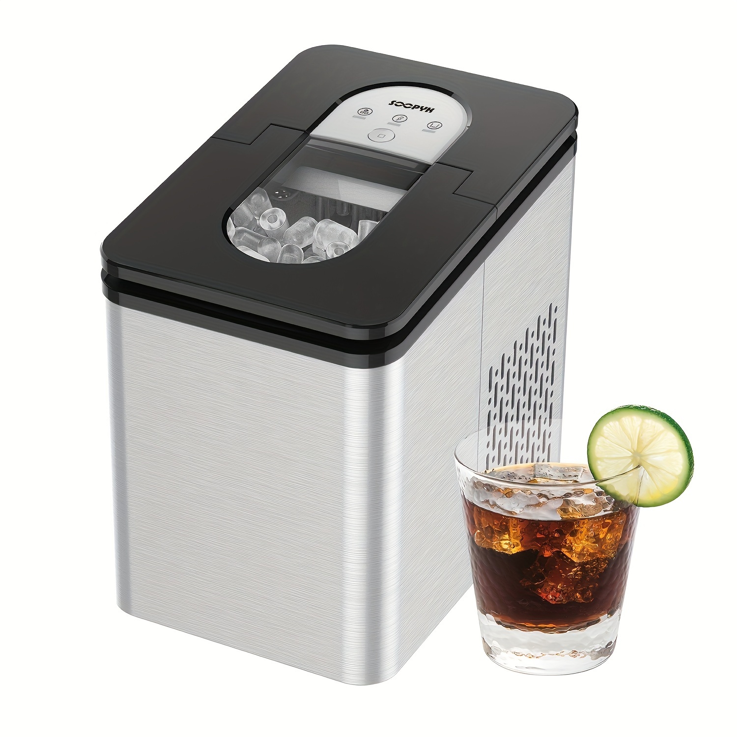 

27lbs Daily Output Countertop Ice Maker Machine - -minute Ice Production, 9 Cubes , Auto-cleaning, Portable, And For Home, Kitchen, Camping, And Outdoor Use - 14.2*12.6*9.5'' Dimension