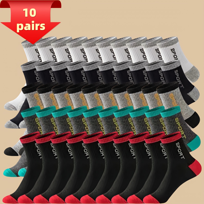 E-shop 10 Paar Herrensocken, Damensocken, Sportsocken in großen Größen, Outdoor-Socken, Schweißabsorbierende Anti-Geruchs-Socken, Frühlingssocken,
