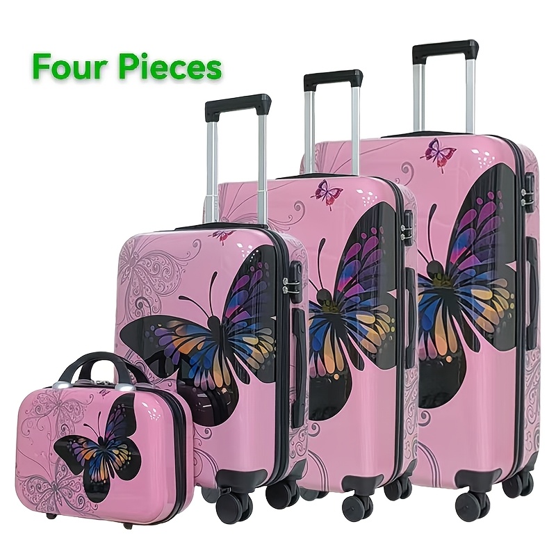 TEMU 14"/20"/24"/28" 4pcs Luggage Set Classic Suitcase Abs+pc Carry On Bag Christmas Gifts