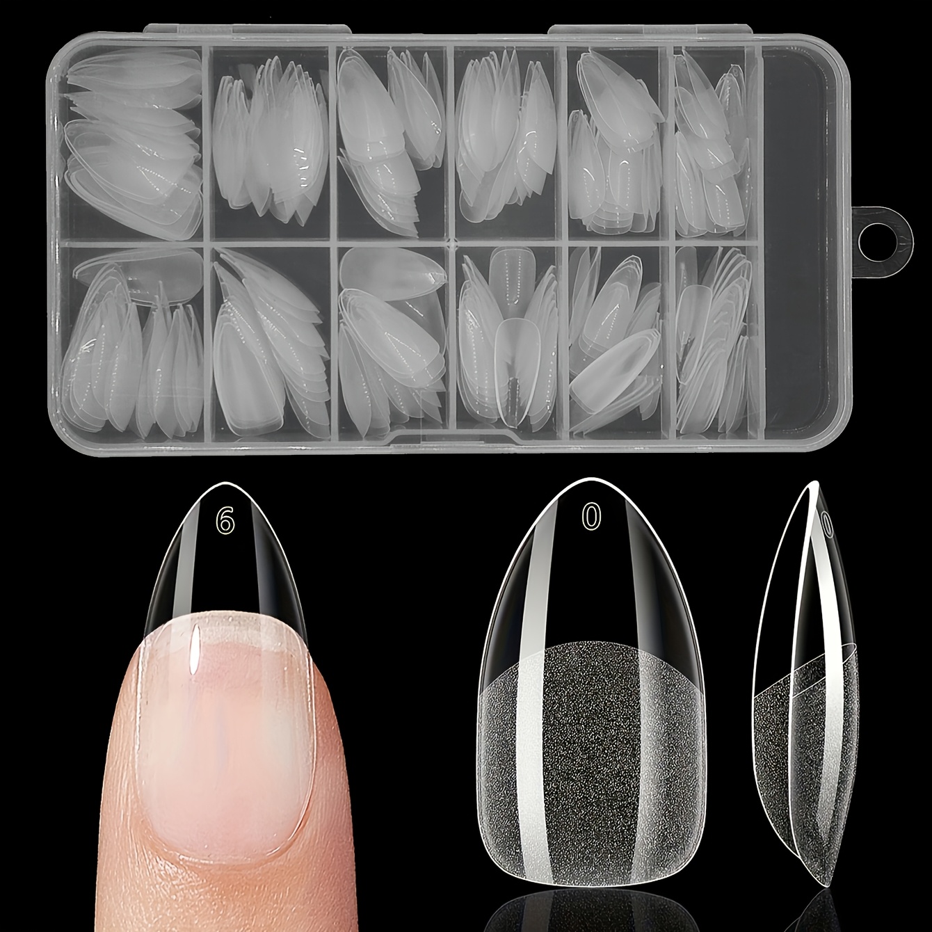 TEMU 240 uñas postizas de lujo de gel , puntas de dedo en cápsulas semimate, forma de , ataúd, , cuadradas, frontal más , trasero más delgado,